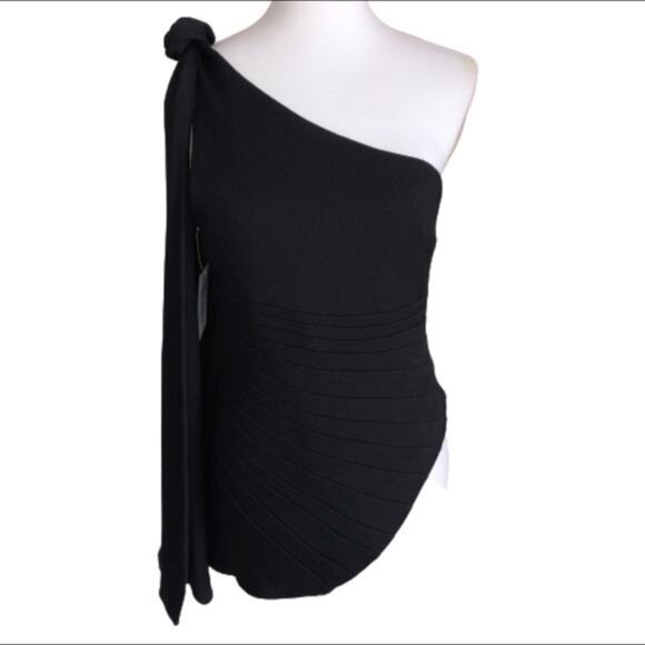 Brandon Maxwell Pebble Crepe One Shoulder Top 10 NWT - Picture 5 of 11